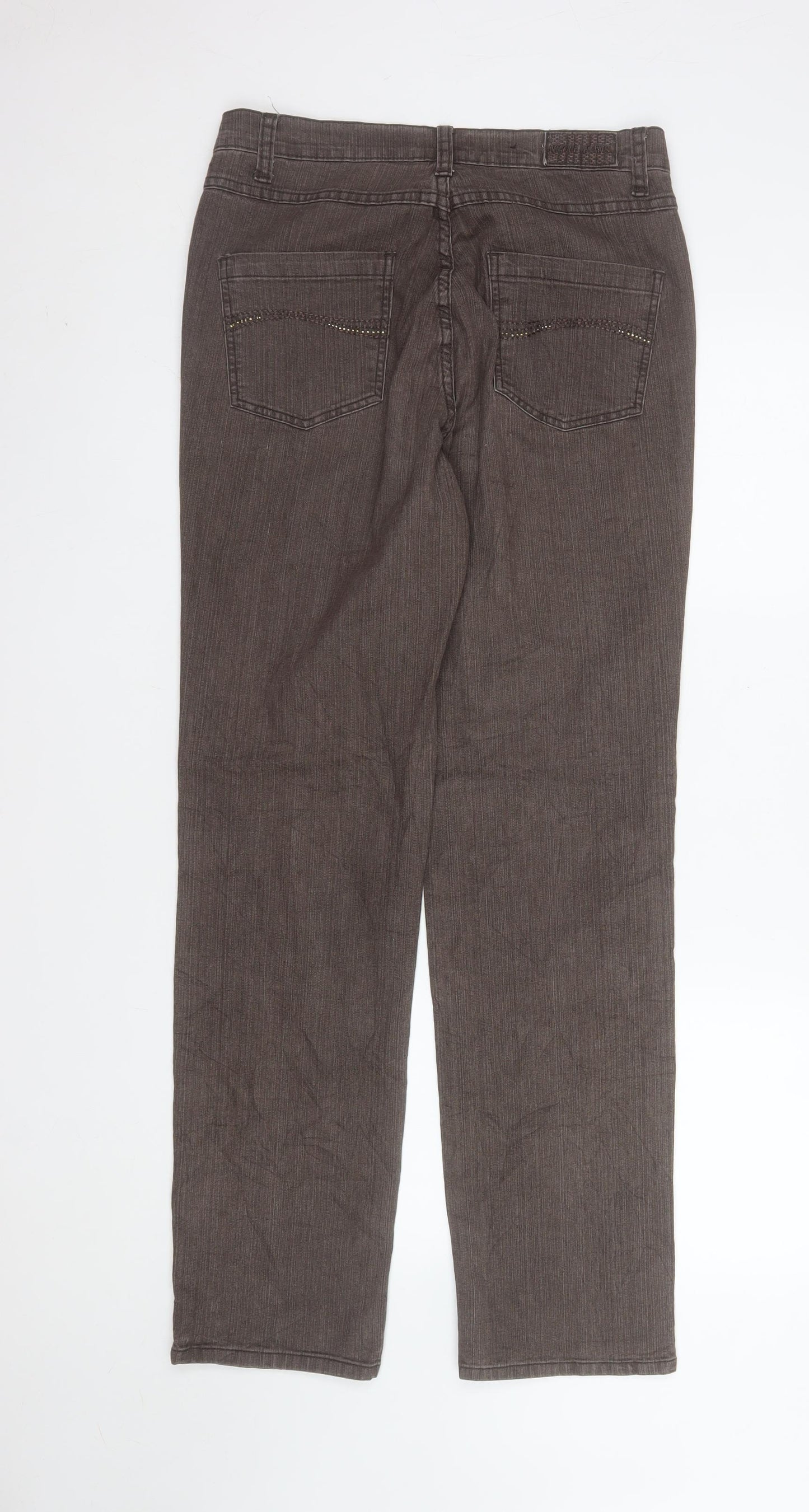 Nicole Women Brown Straight Jeans Size 12 Stretch Denim