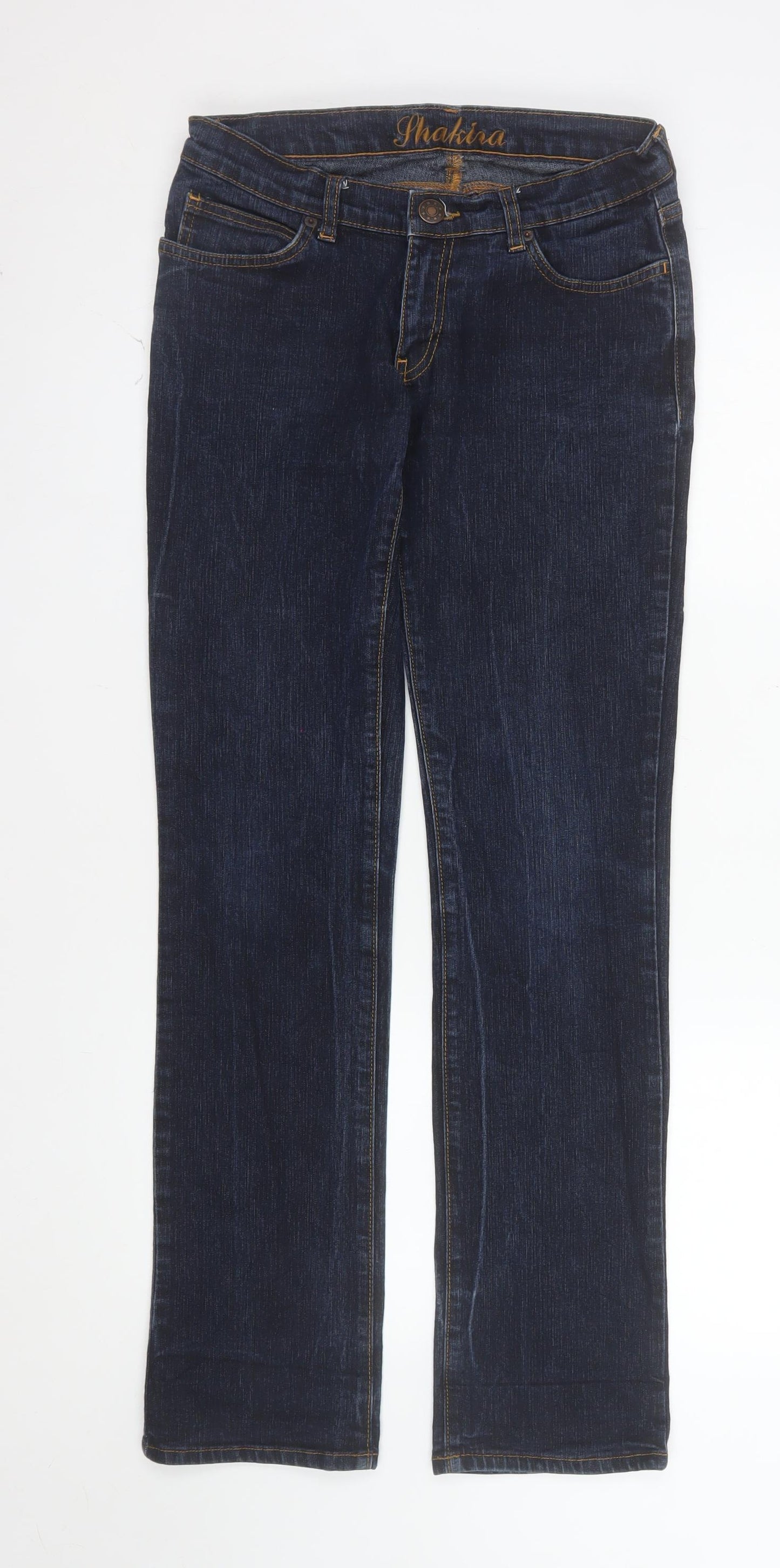 Shakira Women's Blue Straight Leg Stretch Denim Jeans Size 12
