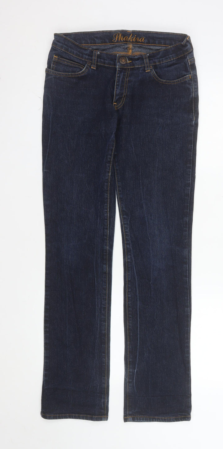 Shakira Women's Blue Straight Leg Stretch Denim Jeans Size 12