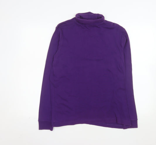 Cotton Traders Women's Purple Roll Neck Long Sleeve T-Shirt L