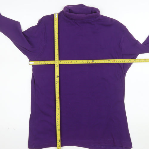 Cotton Traders Women's Purple Roll Neck Long Sleeve T-Shirt L