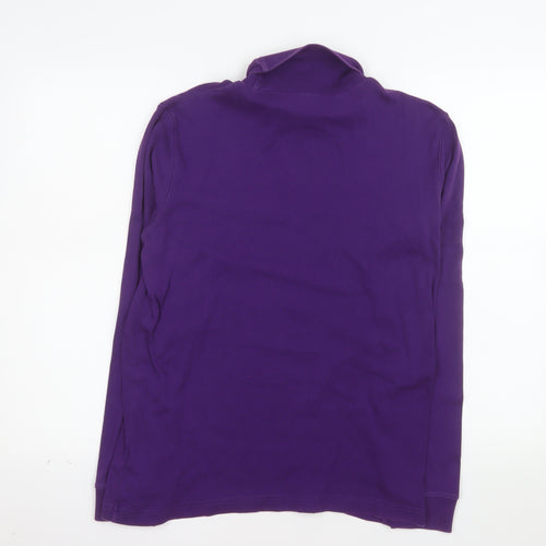 Cotton Traders Women's Purple Roll Neck Long Sleeve T-Shirt L