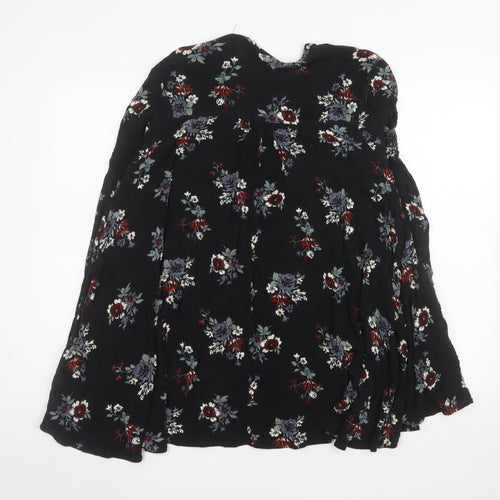 Free People Women's Black Floral Bohemian Long Sleeve Blouse Size S