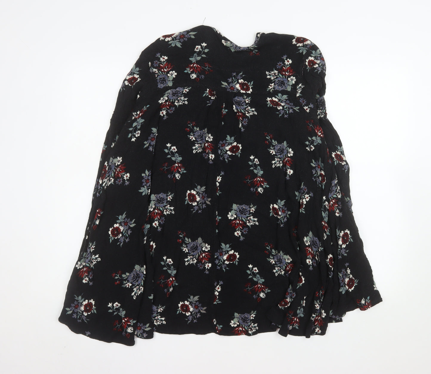 Free People Women's Black Floral Bohemian Long Sleeve Blouse Size S