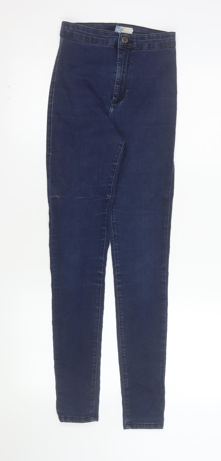 Topshop Women Blue Skinny Denim Jeans W26 L32 Stretch Slim Fit