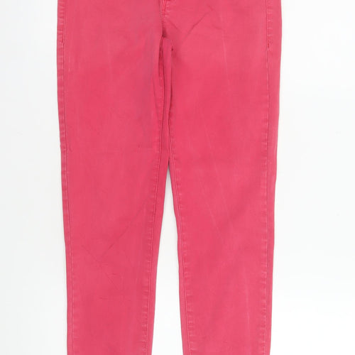 Zara Basic Women Pink Skinny Jeans Size 10 Ankle Zip Cotton Blend