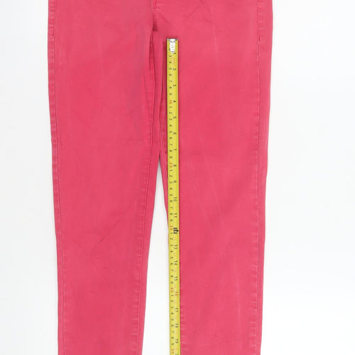 Zara Basic Women Pink Skinny Jeans Size 10 Ankle Zip Cotton Blend