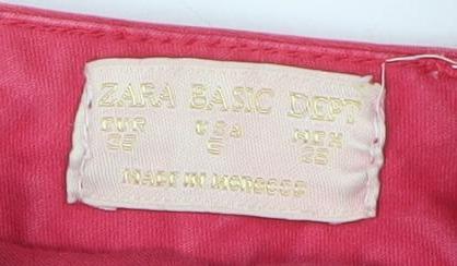 Zara Basic Women Pink Skinny Jeans Size 10 Ankle Zip Cotton Blend