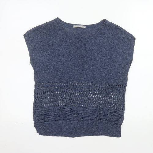 Marks and Spencer Women Blue Linen Blend Sleeveless Pullover Jumper UK 12