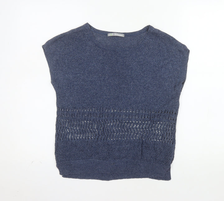 Marks and Spencer Women Blue Linen Blend Sleeveless Pullover Jumper UK 12