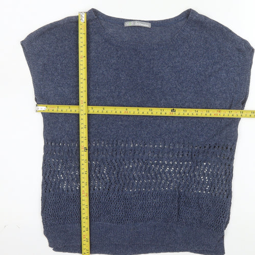 Marks and Spencer Women Blue Linen Blend Sleeveless Pullover Jumper UK 12