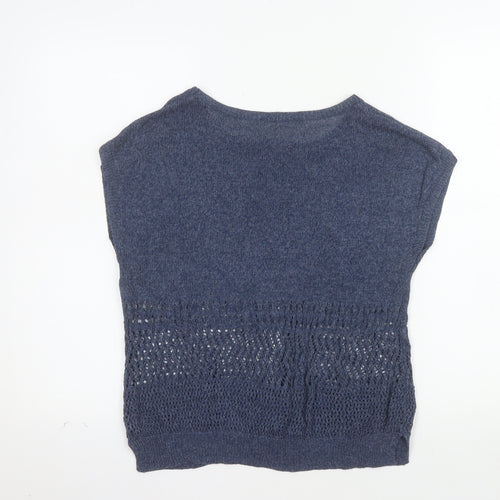 Marks and Spencer Women Blue Linen Blend Sleeveless Pullover Jumper UK 12