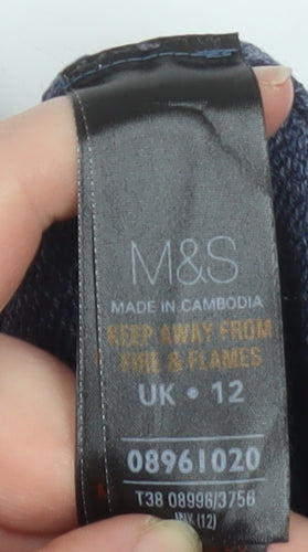 Marks and Spencer Women Blue Linen Blend Sleeveless Pullover Jumper UK 12