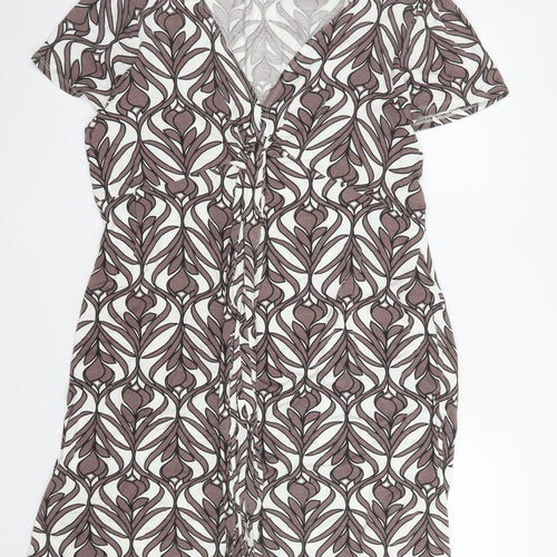 Soon Women Brown Geometric Knee Length Wrap Dress Size 20