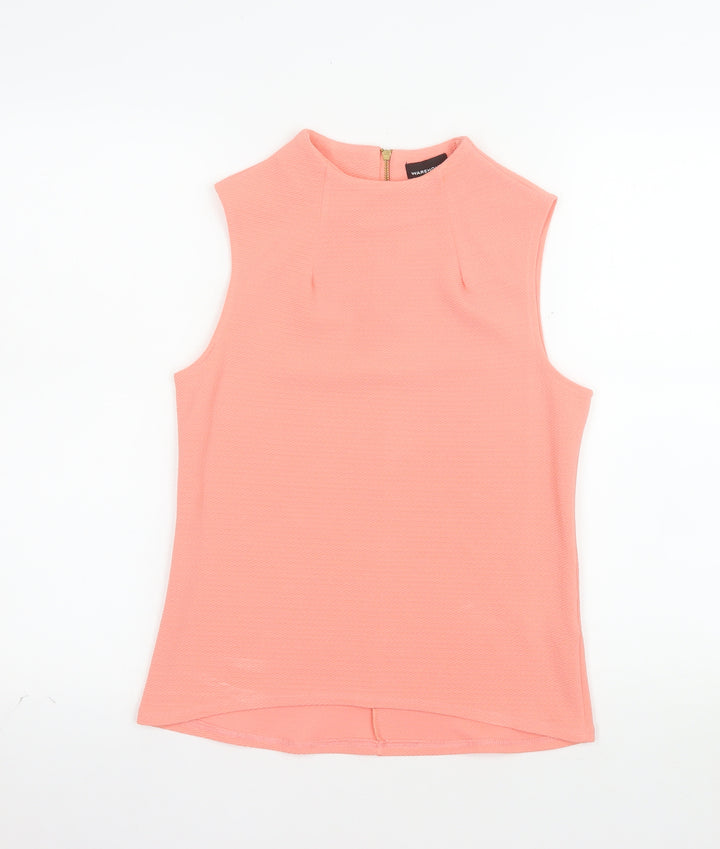 Warehouse Women’s Pink Sleeveless High Neck Blouse UK 10