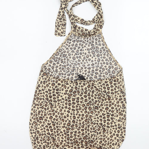H&M Women’s Beige Leopard Print Halter Camisole Tank Top M