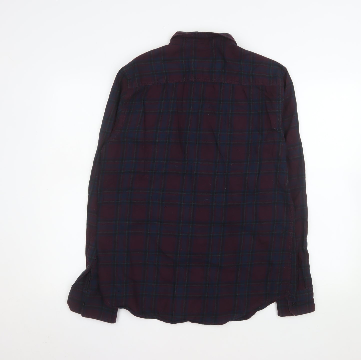 River Island Men's Multicoloured Plaid Cotton Long Sleeve Shirt M