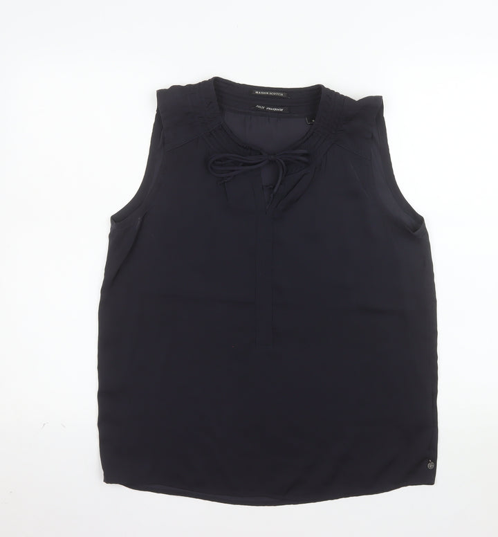 Maison Scotch Women's Blue Sleeveless Chiffon Blouse Size 10