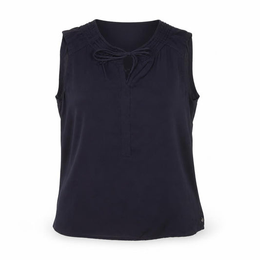 Front view of Maison Scotch Women's Blue Sleeveless Chiffon Blouse, size 10