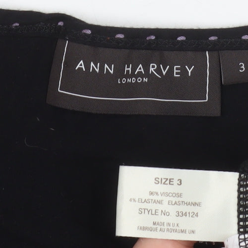 Ann Harvey Women Black Size 16 Beaded Scoop Neck 3/4 Sleeve Blouse