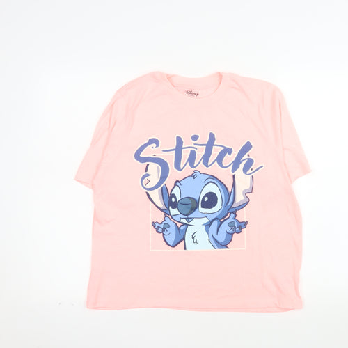 Disney Women’s Pink Stitch T-Shirt Size M 12-14 Short Sleeve Tee