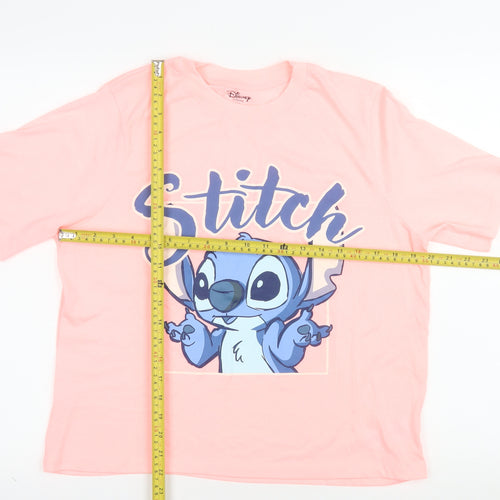 Disney Women’s Pink Stitch T-Shirt Size M 12-14 Short Sleeve Tee