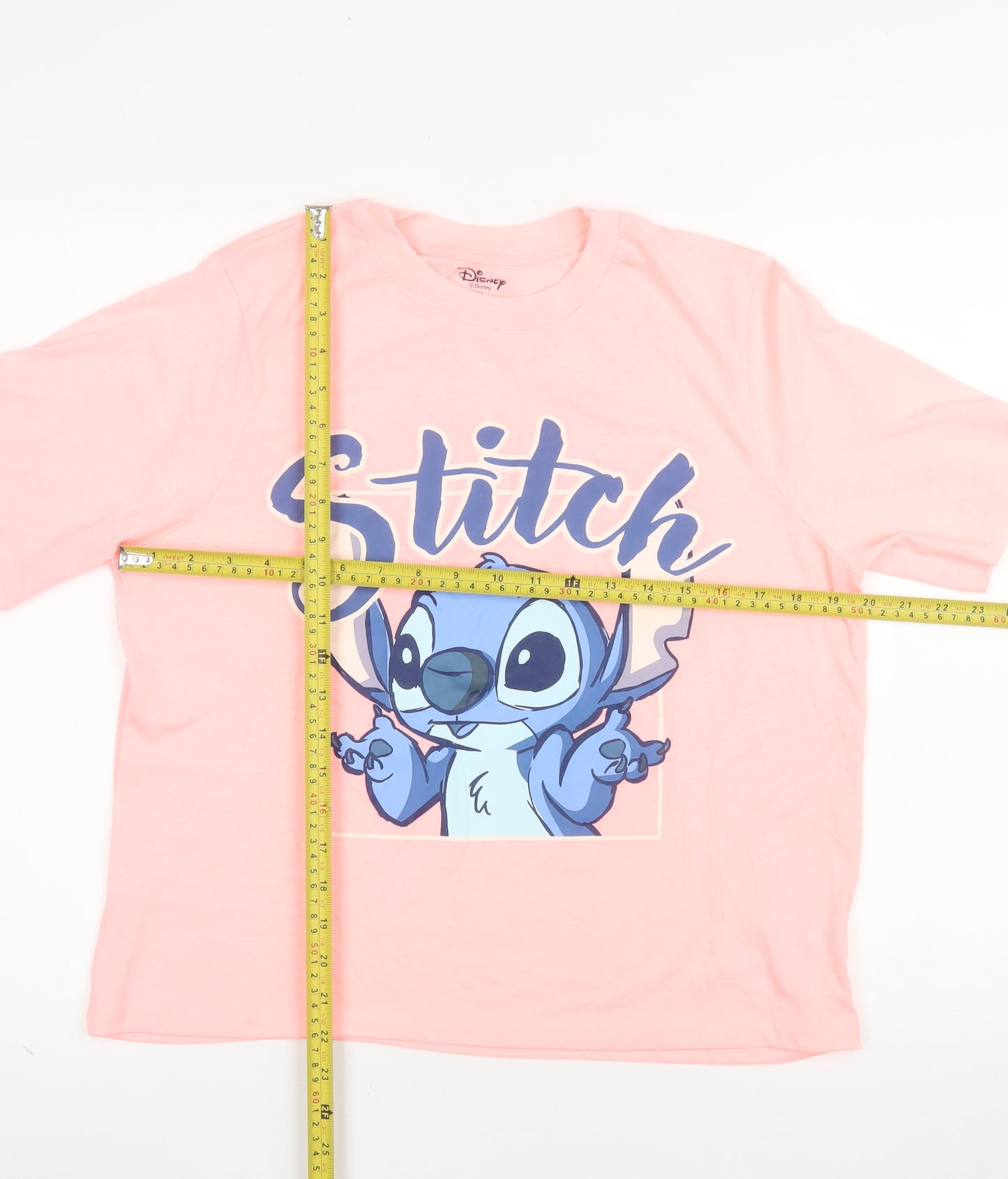 Disney Women’s Pink Stitch T-Shirt Size M 12-14 Short Sleeve Tee