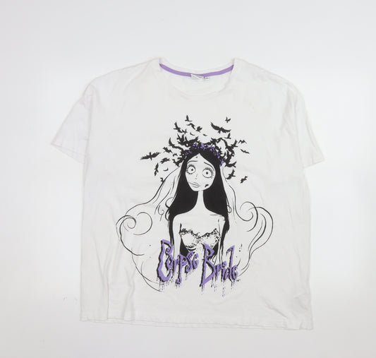 Corpse Bride Women’s White 2XL T-Shirt Gothic Movie Graphic Tee