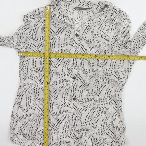 Mexx Womens White Geometric Cotton Button-Up Shirt Size 16