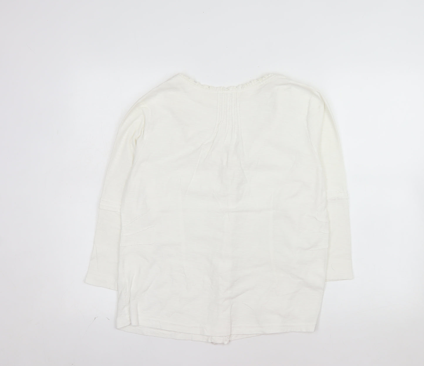Adini Women’s White Cotton Long Sleeve Button Blouse L