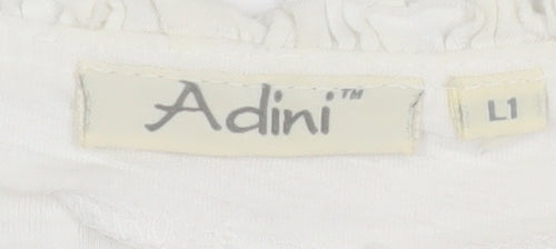 Adini Women’s White Cotton Long Sleeve Button Blouse L