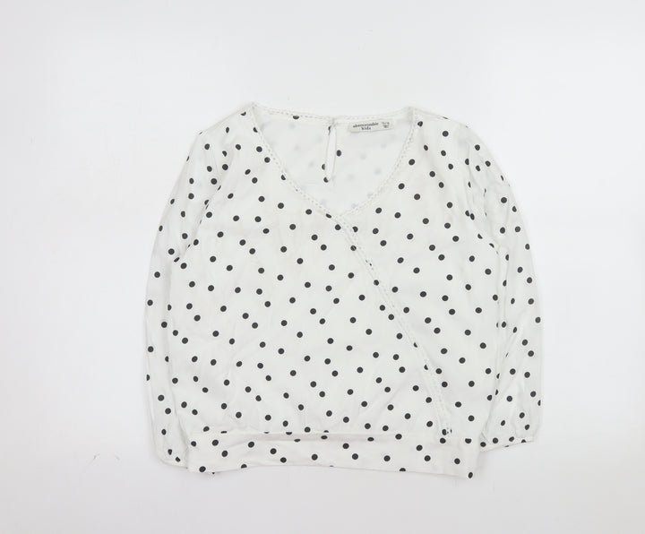 Abercrombie Kids Girls White Polka Dot Wrap Blouse Top 15-16 Years