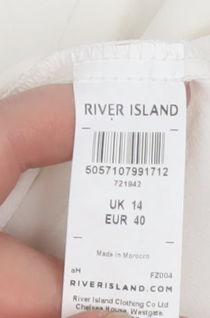 River Island Women White Size 14 Wrap Ruffle Short Dress