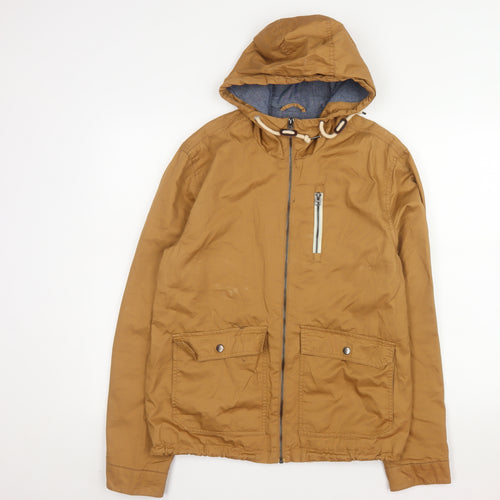 Cedar Wood State Men’s Brown Hooded Full Zip Windbreaker Jacket M