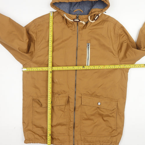 Cedar Wood State Men’s Brown Hooded Full Zip Windbreaker Jacket M