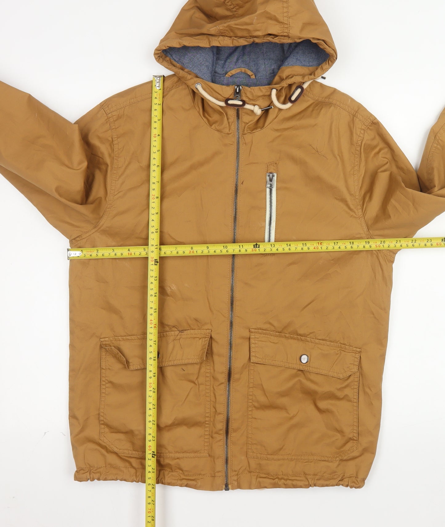 Cedar Wood State Men’s Brown Hooded Full Zip Windbreaker Jacket M