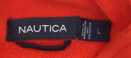 Nautica Mens Red Fleece 1/4 Zip Pullover Sweatshirt Size L