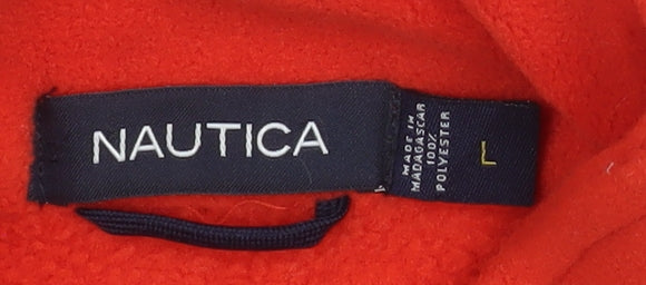 Nautica Mens Red Fleece 1/4 Zip Pullover Sweatshirt Size L