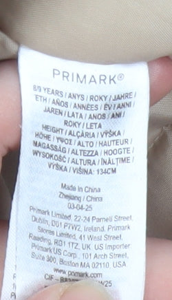 Primark Girls Beige Hooded Parka Coat 8-9 Years Fleece Lined Winter Jacket
