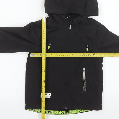 F&F Boys Black Hooded Soft Shell Jacket 4-5 Years Gaming Design