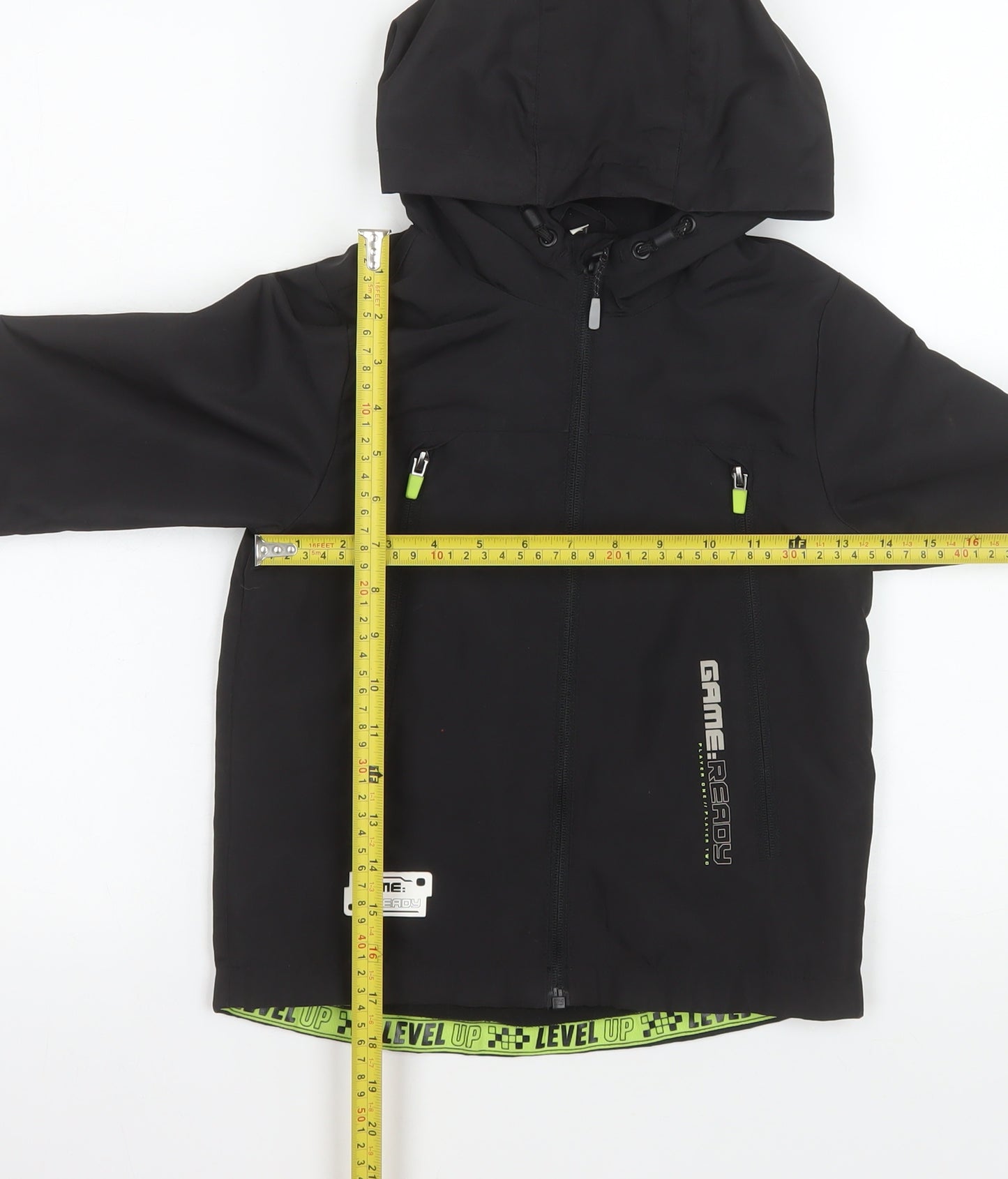 F&F Boys Black Hooded Soft Shell Jacket 4-5 Years Gaming Design
