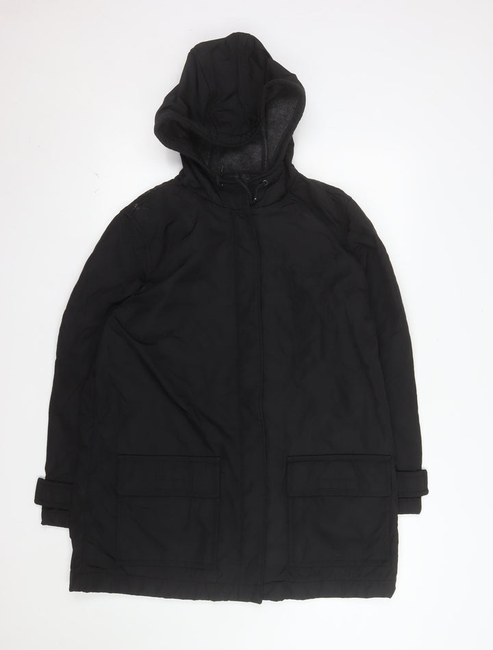 GAP Men’s Black L Hooded Parka Coat Lined Full Zip Winter Jacket
