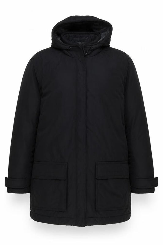Gap Men’s Black L Hooded Parka Coat Lined Full Zip Winter Jacket