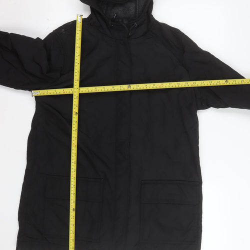 GAP Men’s Black L Hooded Parka Coat Lined Full Zip Winter Jacket