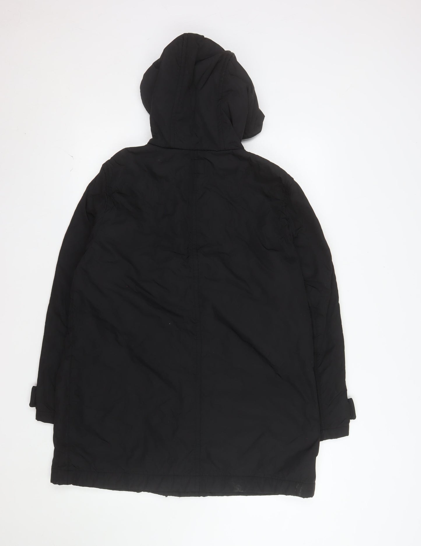 GAP Men’s Black L Hooded Parka Coat Lined Full Zip Winter Jacket