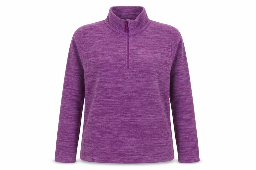 Front view of Mountain Warehouse Women Purple 1/2 Zip Fleece Pullover UK 12