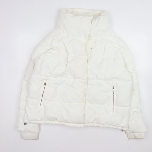Quiz Women's White Puffer Jacket Size 16 Winter Zip Coat