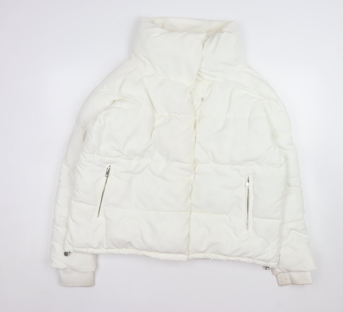 Quiz Women's White Puffer Jacket Size 16 Winter Zip Coat