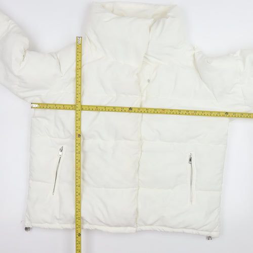 Quiz Women's White Puffer Jacket Size 16 Winter Zip Coat