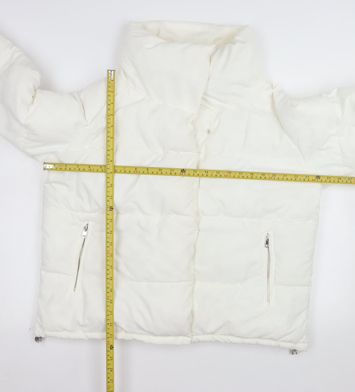Quiz Women's White Puffer Jacket Size 16 Winter Zip Coat